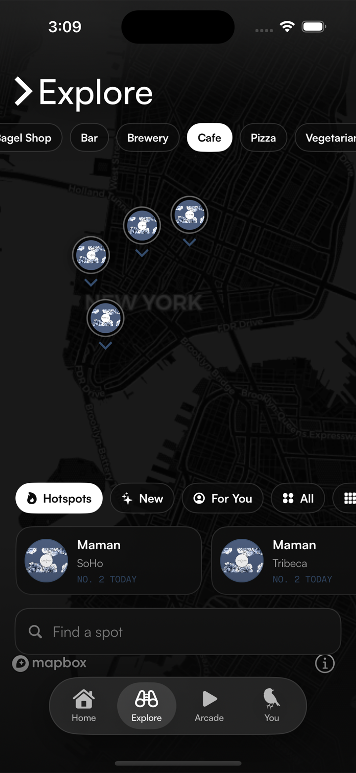 Flytown Explore — a live map of New York's hotspots
