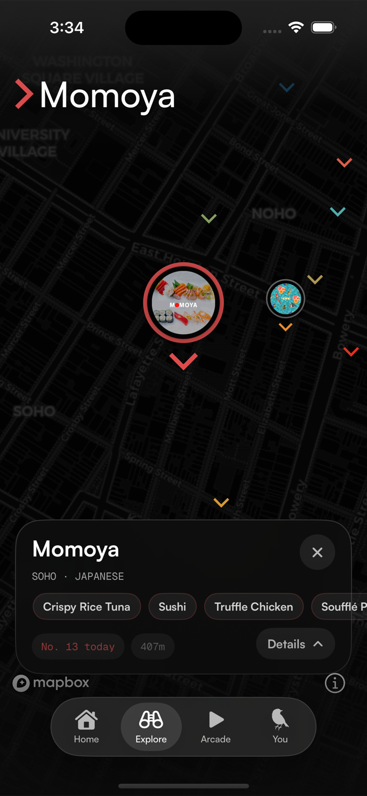 A hotspot selected on the Flytown map